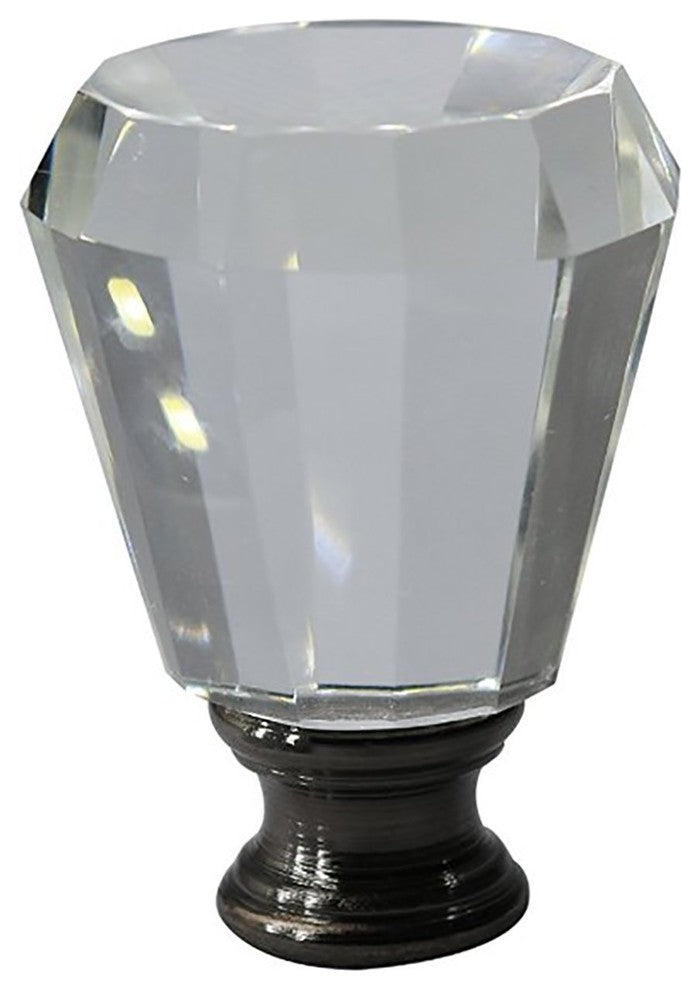 Urbanest Crystal Anne Lamp Finial, Black With Antique Brass, 2"