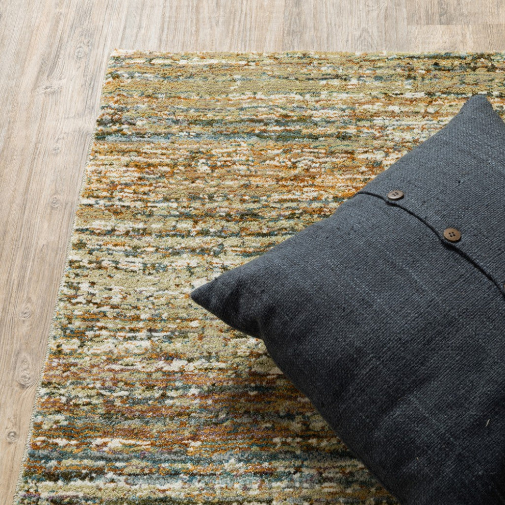 HomeRoots 3'x5' Distressed Gold and Green Abstract Indoor Area Rug