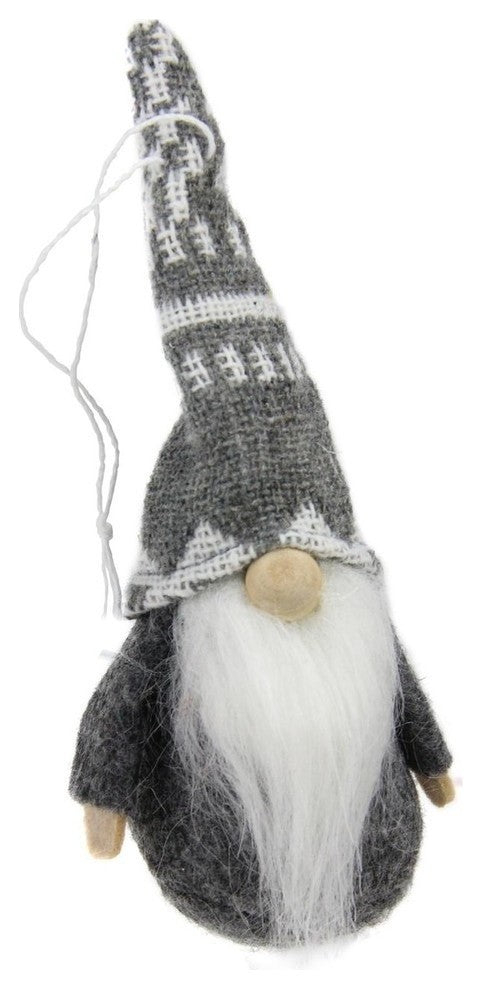 Gray and Red Santa Gnomes Hanging Christmas Ornaments 4", 2-Piece Set