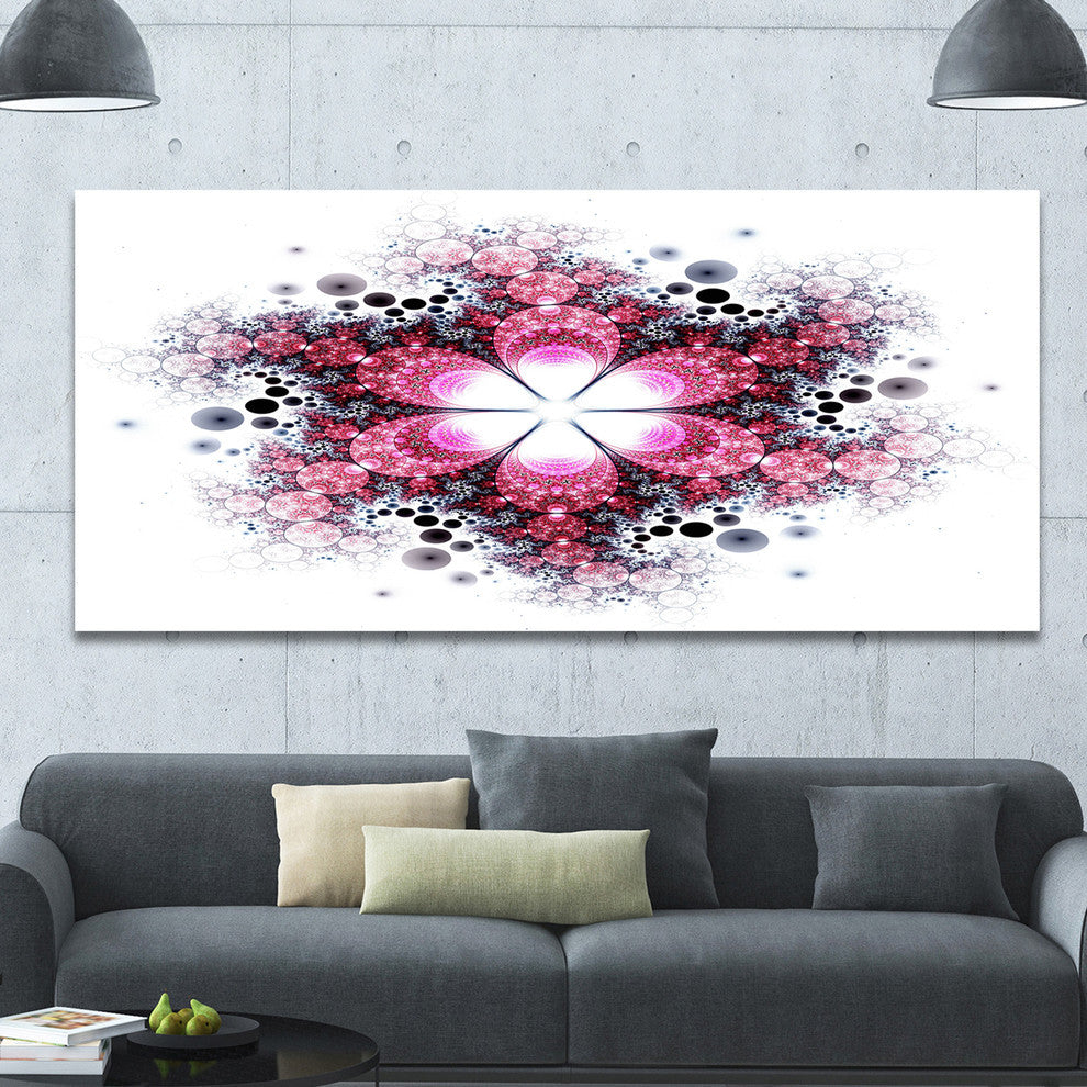 Violet Fractal Flower Pattern, Oversized Abstract Canvas Art Print, 60x28