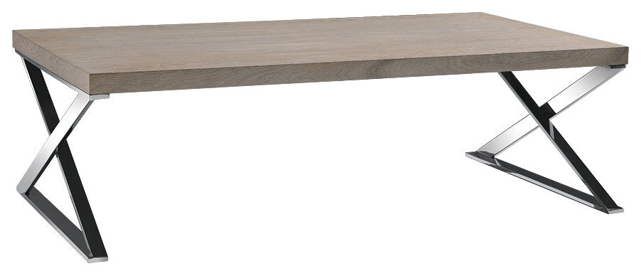 HomeRoots 15" Antique Ash Veneer and Steel Coffee Table