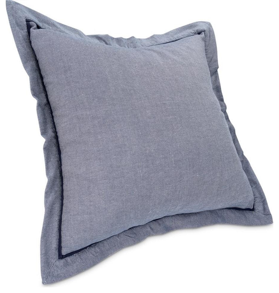 Michael Amini Mills 7-piece Oversized Cotton Queen Duvet Set in Denim Blue
