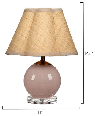 Dottie Blown Glass Table Lamp With Raffia Shade, Pink