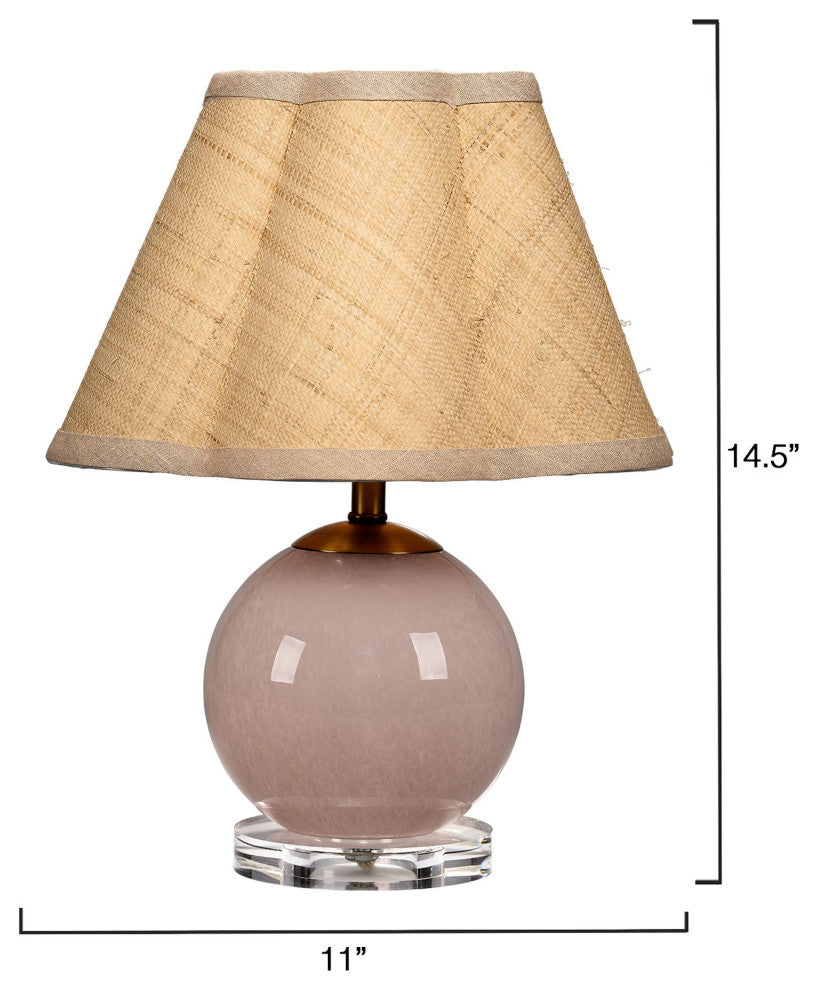 Dottie Blown Glass Table Lamp With Raffia Shade, Pink