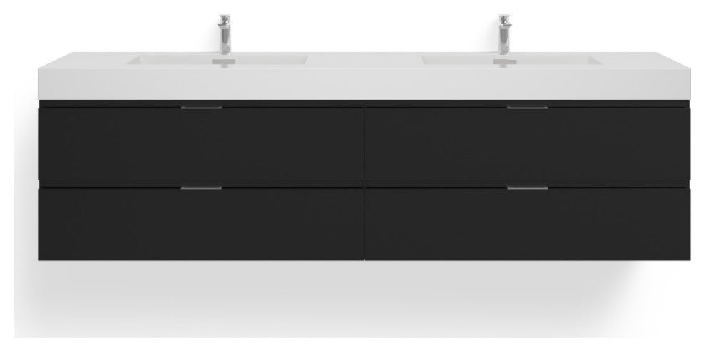 Boutique Bath Vanity, Black, 80", Single Sink, Freestanding