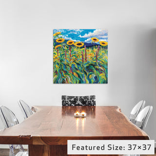 "Foxy Triptych Panel III Gallery" by Iris Scott, 37"x37"x1.5"