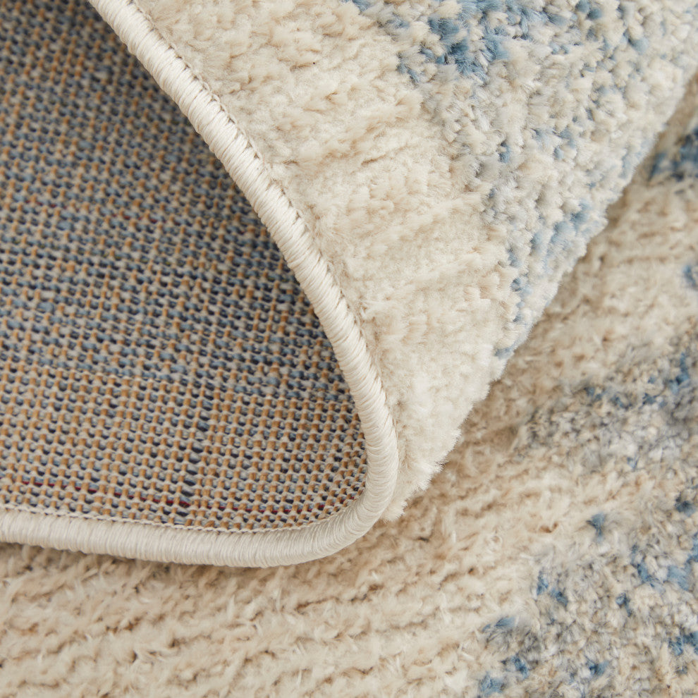 Weave & Wander Melba Nomadic Geometric Area Rug, Blue/Ivory, 4'3"x6'3"
