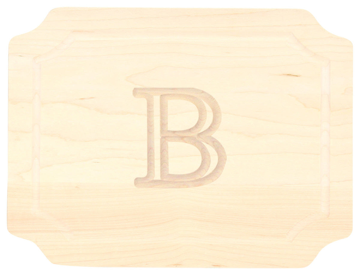 BigWood Boards Scalloped Monogram Maple Cheese Board, B