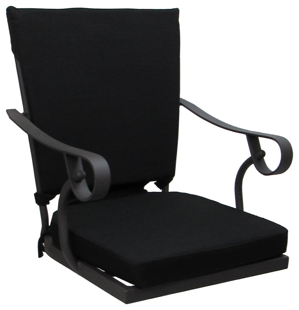 Outdoor Patio Swivel Bar Stool Jamey with Arms, Black - Gray, 30"