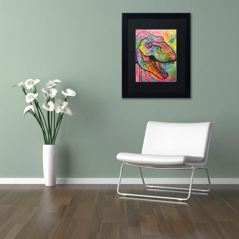 Dean Russo 'T Rex 1' Art, Black Frame, Black Mat, 16x20