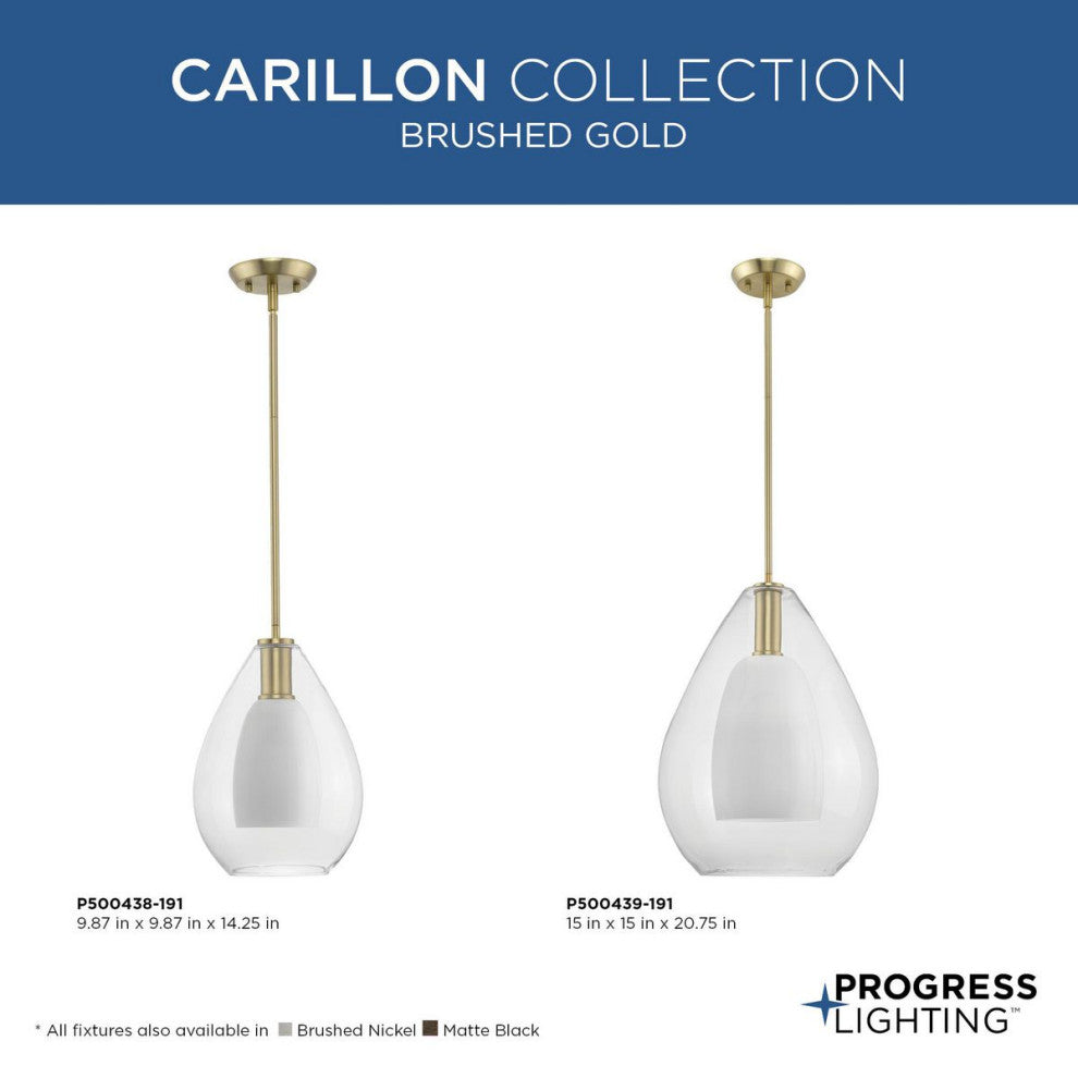 Carillon Collection One-Light Contemporary Pendant, Brushed Gold
