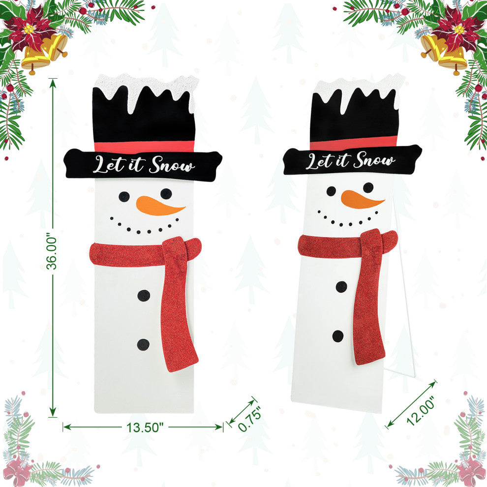 36"H Metal Glittered Snowman Porch Decor
