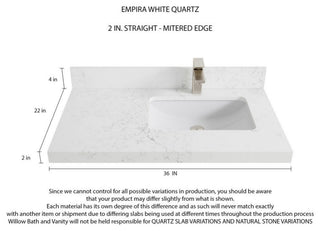 Elizabeth 36 Right Offset Bath Vanity in Light Natural Teak 2" Empira Quartz