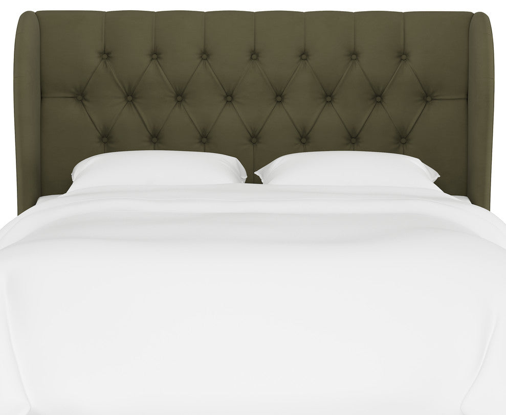 Bradwell Tufted Wingback Headboard, Velvet Loden, King