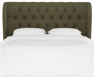 Bradwell Tufted Wingback Headboard, Velvet Loden, King