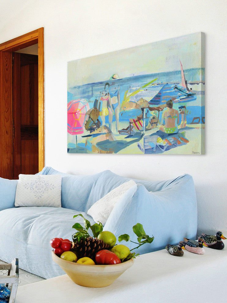 "Family Beach Time" Painting Print on Wrapped Canvas, 60"x40"