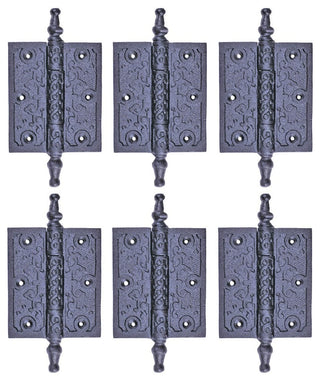 6 Pcs Black Butt Hinge Steeple Tip Wrought Iron 3" W Renovators Supply