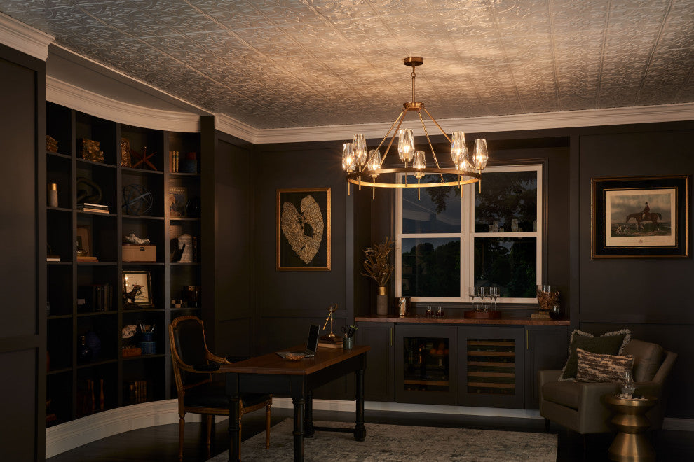 Ana Large Single Tier Chandelier in Heritage Brass