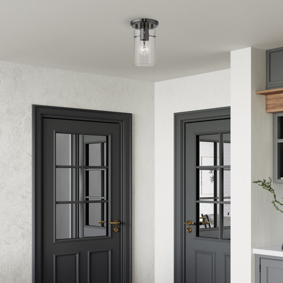 Munich 1 Light Black Chrome Flush Mount