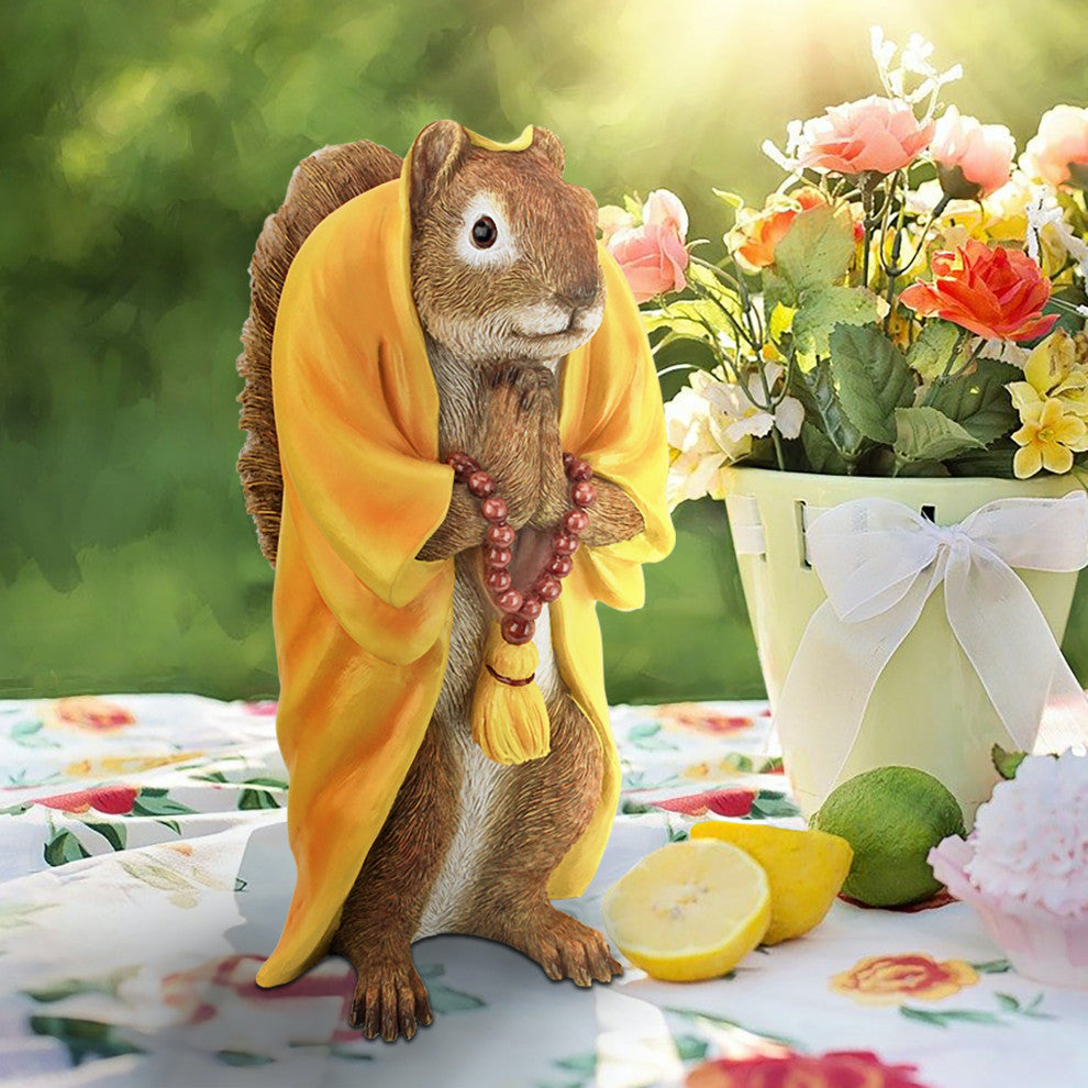 Sensei Monk Zen Garden Squirrel Statue