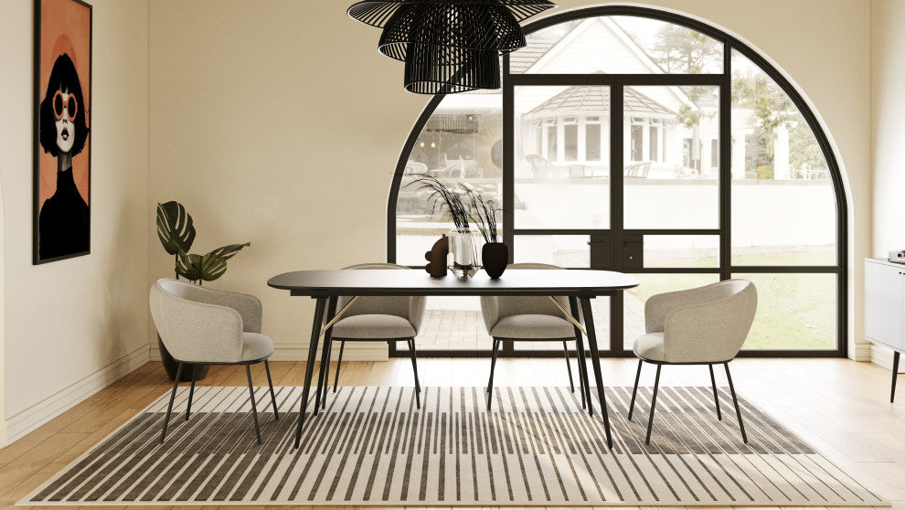 Modrest Billy Modern Black Oak and Gold Extendable Dining Table