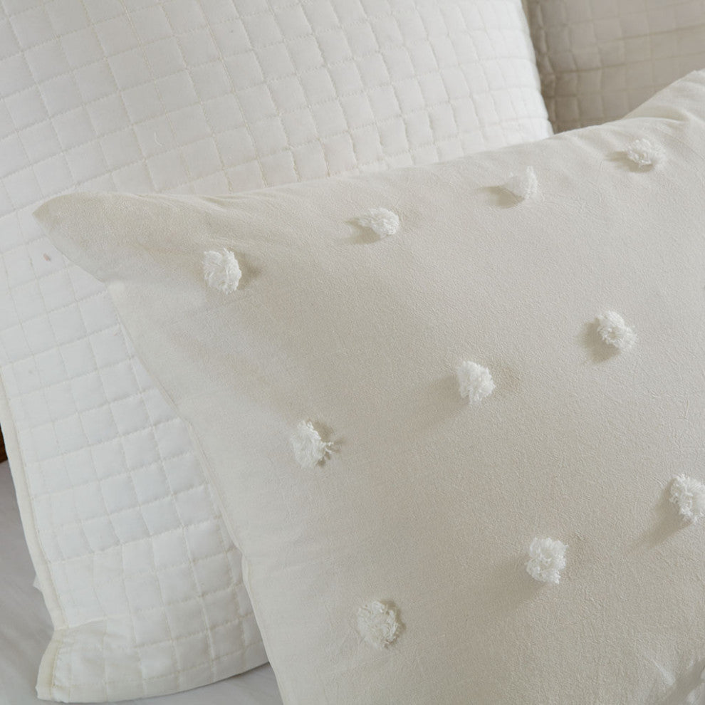 Urban Habitat Brooklyn Pom-Pom 7-Piece Duvet Cover Set, Ivory