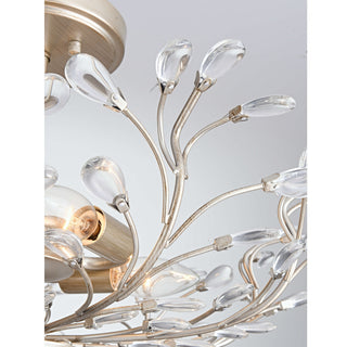 Grace 4-light Crystal Beaded 9-Branch Semi-Flush Mount, Brushed Silver-Ish Champagne