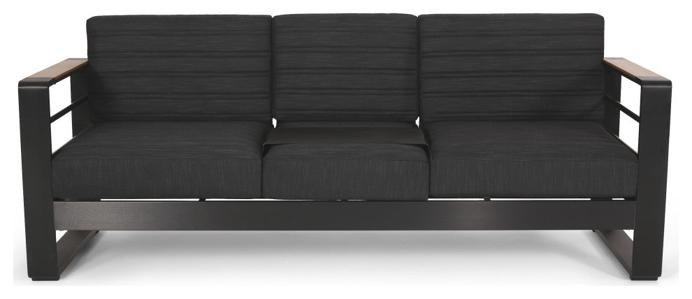 Neffs Outdoor Aluminum 3 Seater Sofa with Water Resistant Cushions