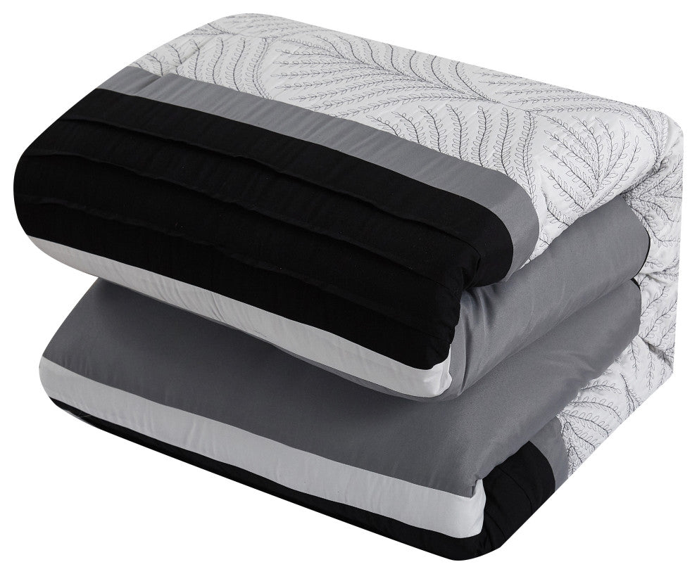 Shadow Leaves 6- Piece Comforter Set, Black, King
