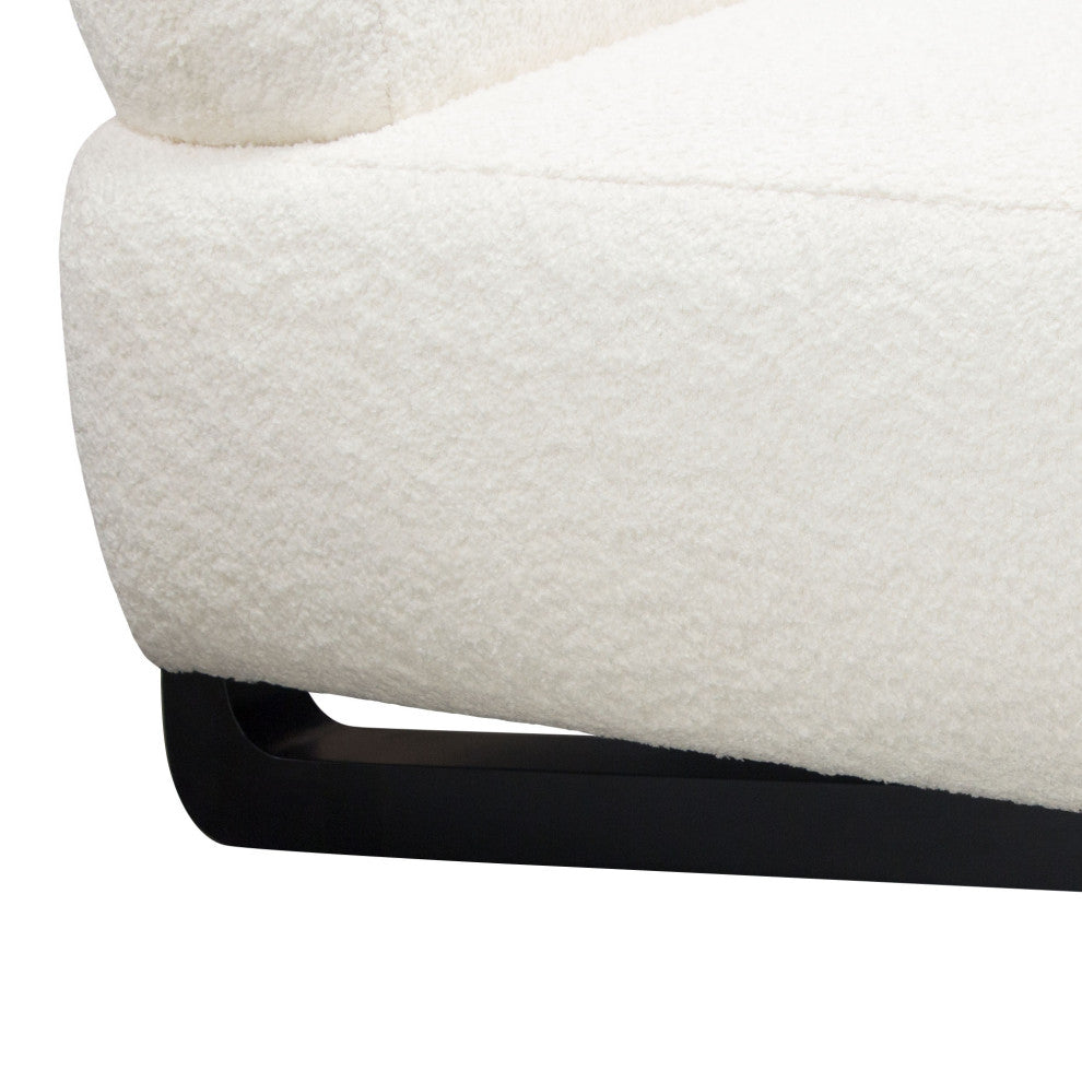 Vesper Armless Chair, Faux White Shearling With Black, Wood Leg Base