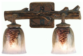 Meyda Lighting 49521 16" Wide Pinecone 2 Light Hand Painted Wall Sconce