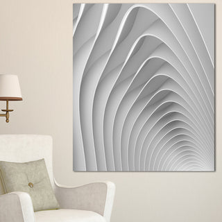 "Fractal Bulgy White Waves" Abstract Art Canvas Print, 16"x32"