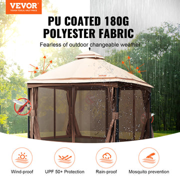 VEVOR Patio Gazebo Backyard Gazebo Tent 10x13'' for 10-12 Person With Netting