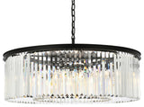 Elegant Lighting 1238G43/RC Sydney 10 Light 44"W Crystal Drum - Matte Black