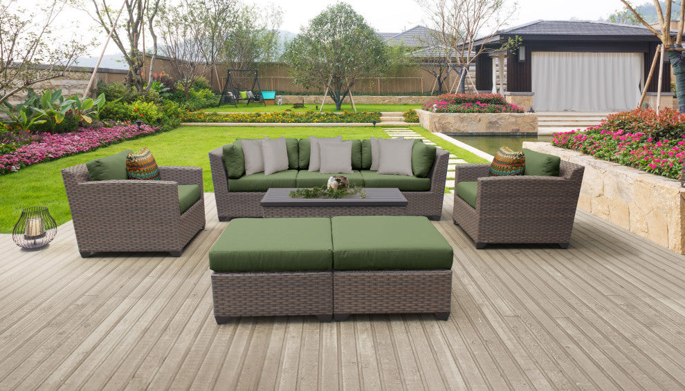 Florence 8 Piece Outdoor Wicker Patio Furniture Set 08c, Cilantro