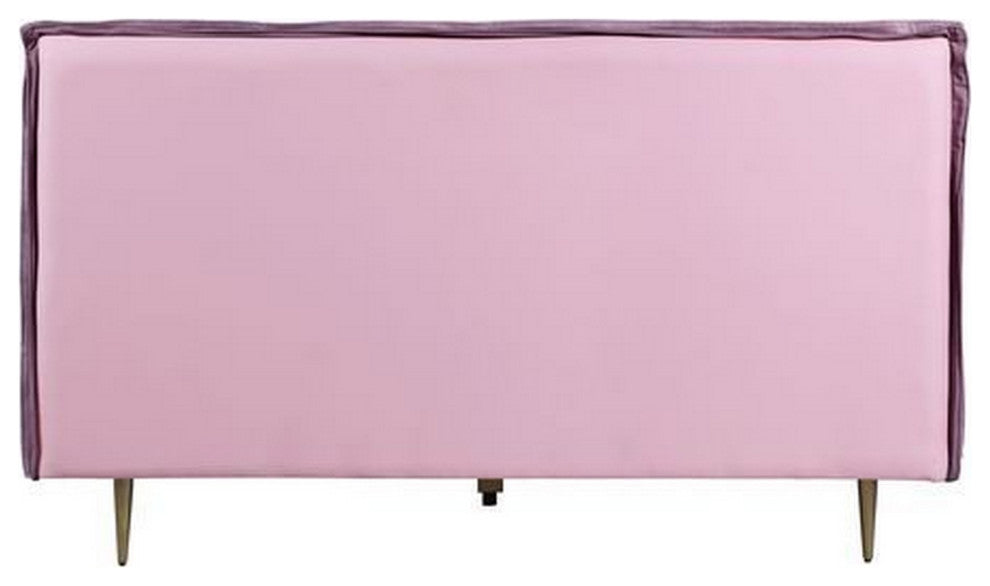 Benzara BM266453 King Bed With Faux Leather Upholstery, Pink