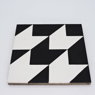 8"x8" Oujda Handmade Cement Tile, Black/White, Set of 12