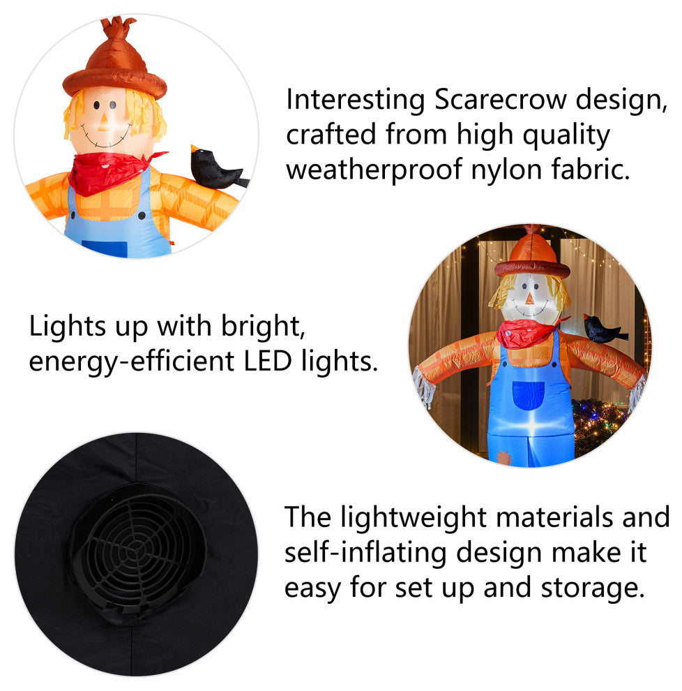 9FT Lighted Inflatable Scarecrow Decor