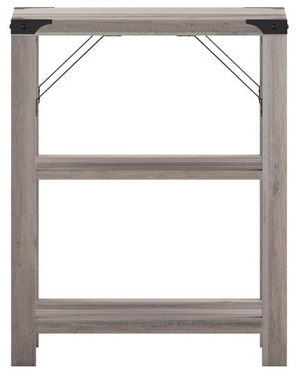 Wyatt Modern Farmhouse Wooden 3 Tier End Table, Gray Wash