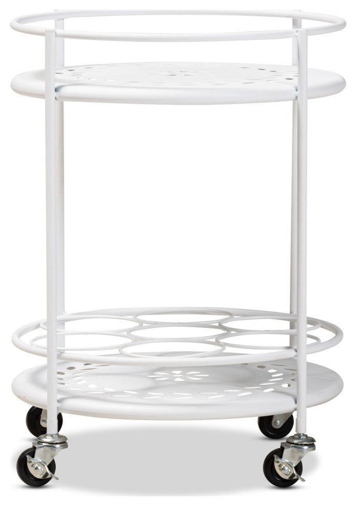 Joelle Industrial Kitchen Cart, White
