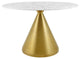 Tupelo 48" Oval Artificial Marble Dining Table, Gold White