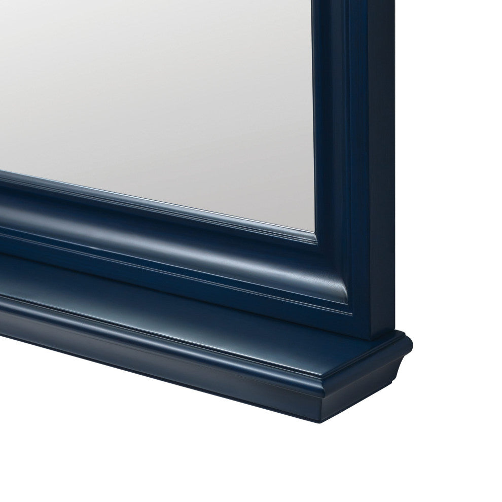 Rectangular Framed Wall Mounted Bathroom Vanity Mirror, Blue;