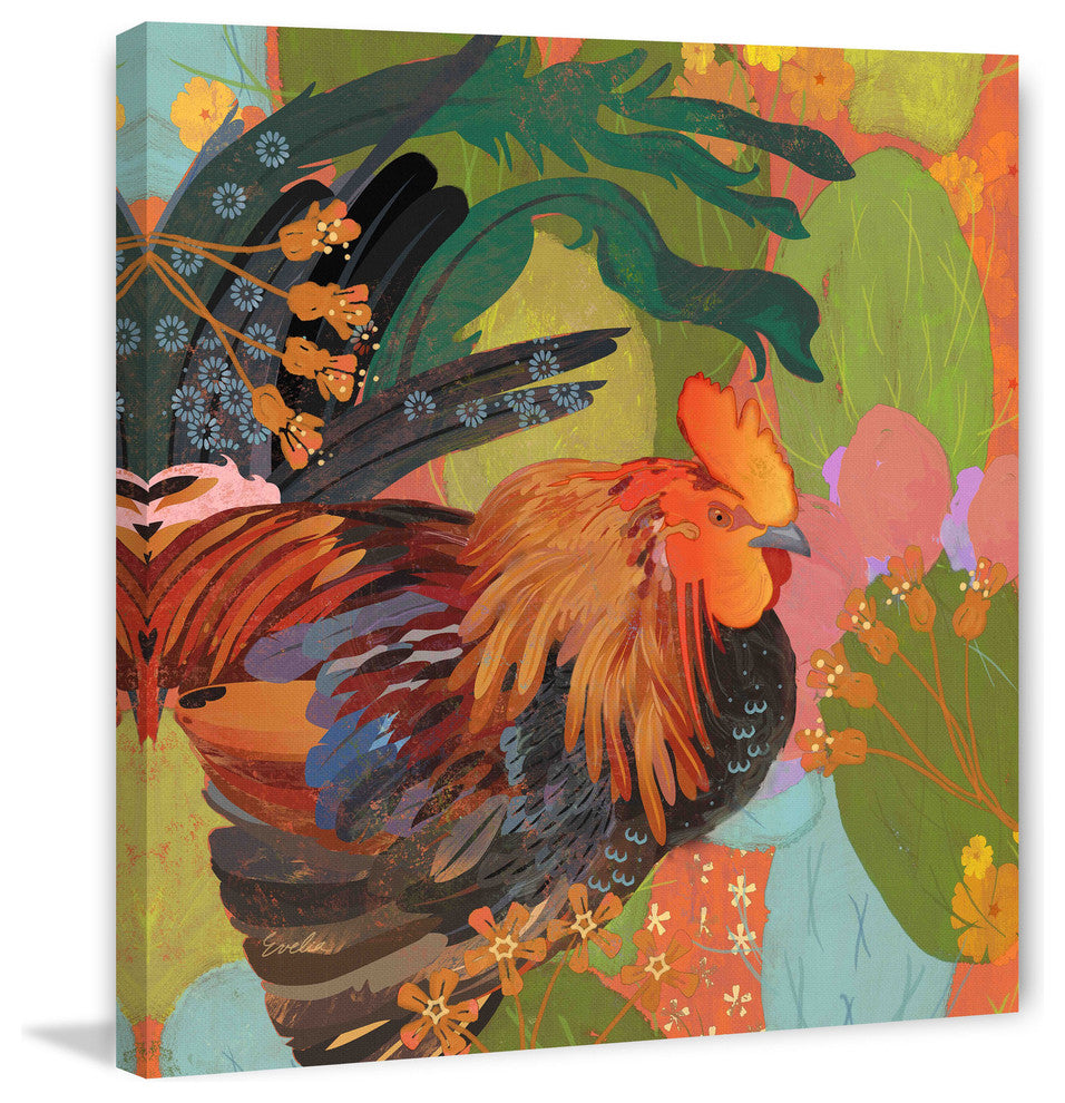 "Mexican Rooster" Painting Print on Canvas by Evelia
