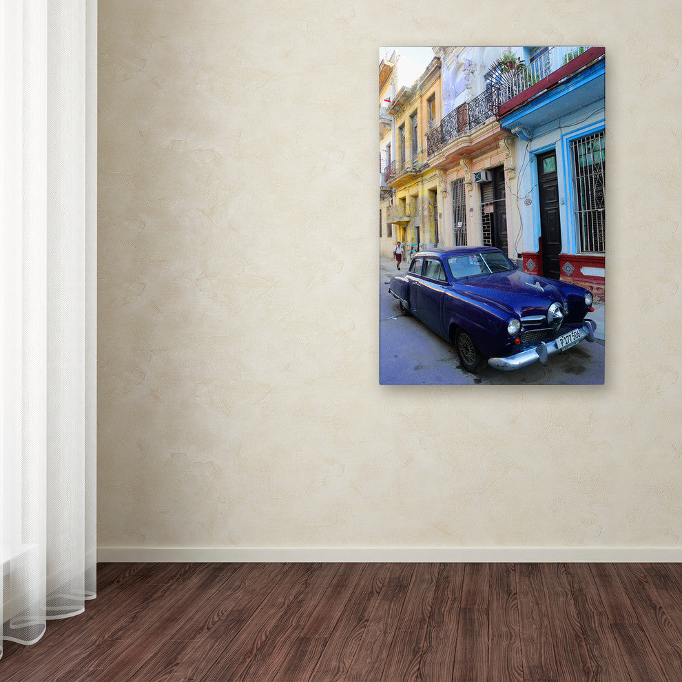 ''Vatage Blue Studebaker In Havana'' Canvas Art, 19x12