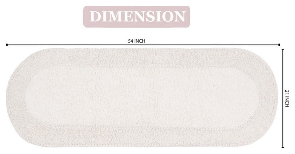 Double Ruffle Collection Bath Rugs Set, 21x54 Runner, Ivory