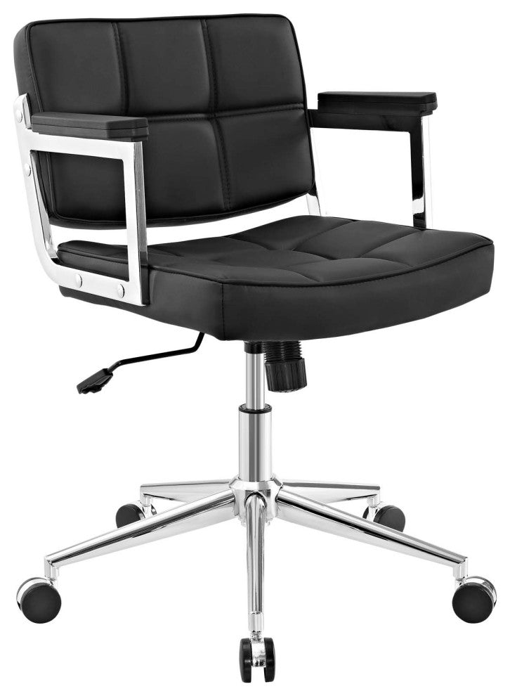 Black Portray Mid Back Upholstered Vinyl Office Chair