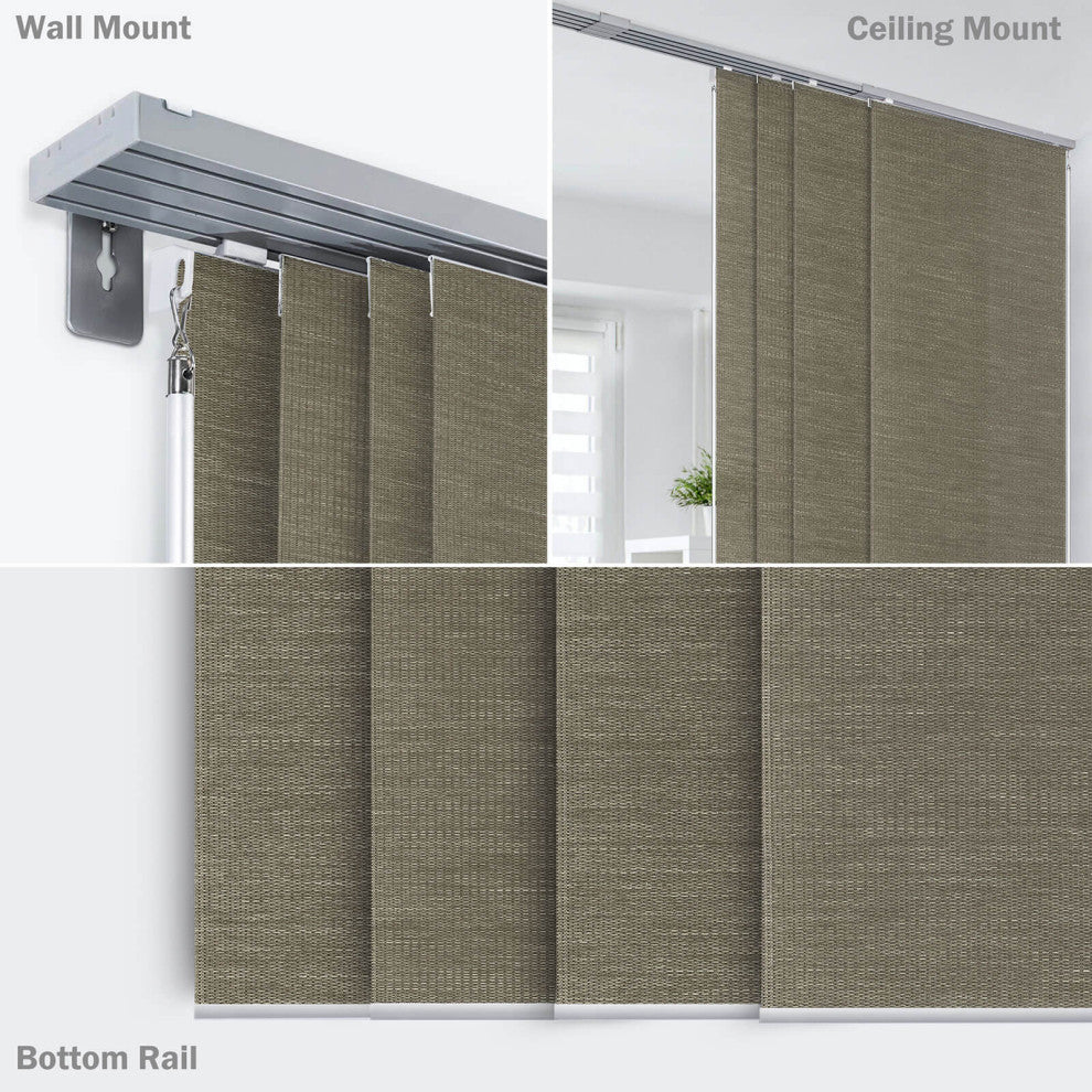 Adjustable Sliding Panel Track Blind 45.8"-86" W x 96" L, Zen, Peppercorn