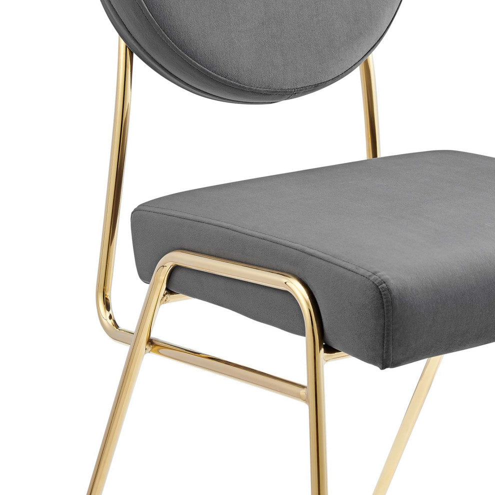 Craft Performance Velvet Dining Side Chair, Gold Gray