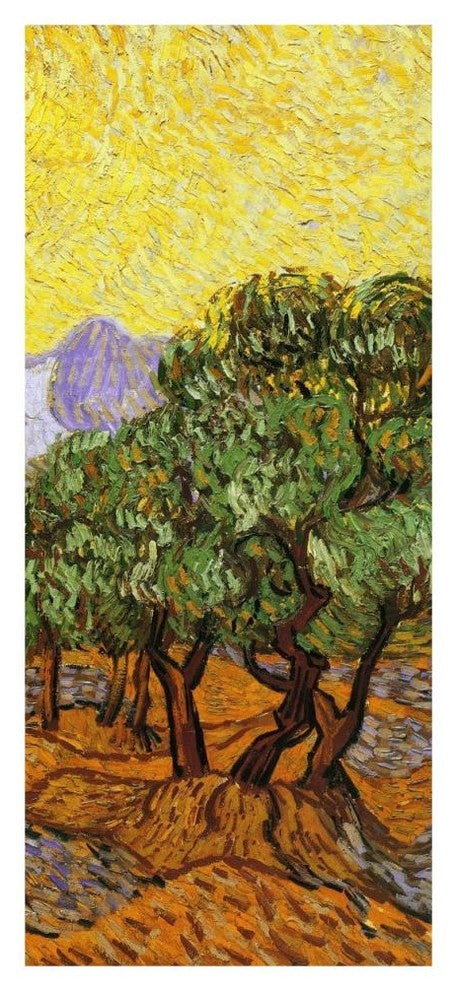 "Olive Trees With Yellow Sky And Sun (right)" Print by Vincent van Gogh, 21"x46"