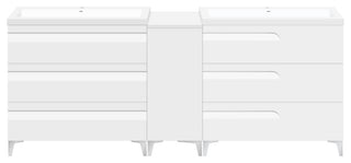 84" Freestanding White Vanity Set With Two Sinks, LV78-C15B-84W, Style 78